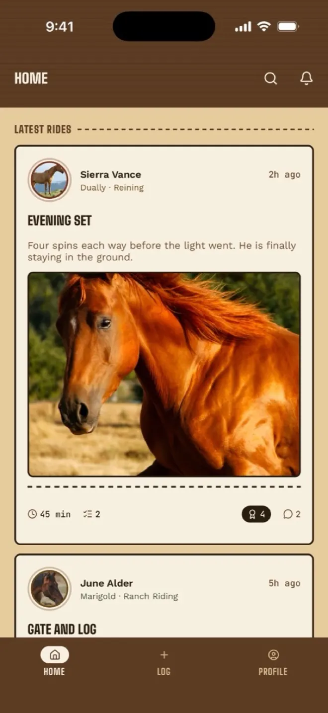 Home feed of rides from riders you follow, with kudos and comments